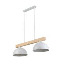 Pendelleuchte Weiß Metall Holz länglich E27...