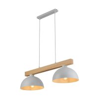 Pendelleuchte Weiß Metall Holz länglich E27...