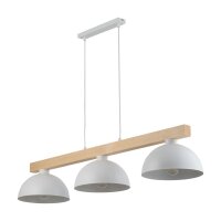 Hängeleuchte Weiß Metall Holz 3-flammig 118 cm...