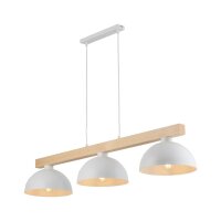 Hängeleuchte Weiß Metall Holz 3-flammig 118 cm...