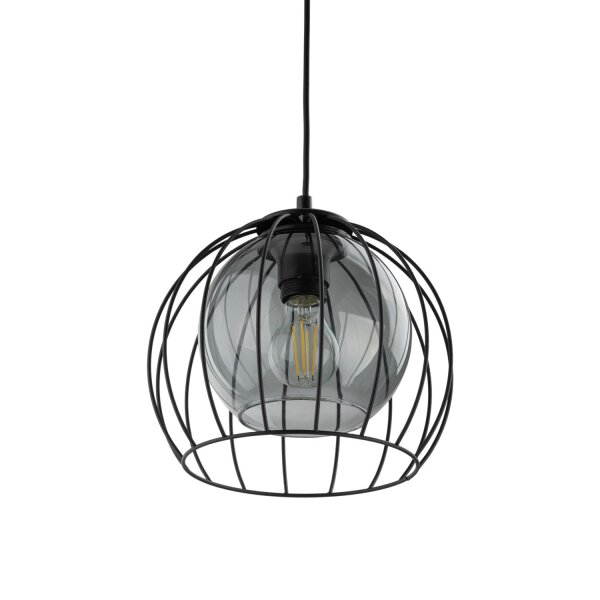 Pendelleuchte Metall Glas Ø 26 cm Schwarz Grau E27