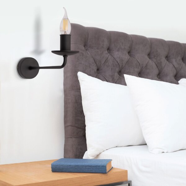 Wandlampe Rustikal Metall Schwarz für E27 dekorativ
