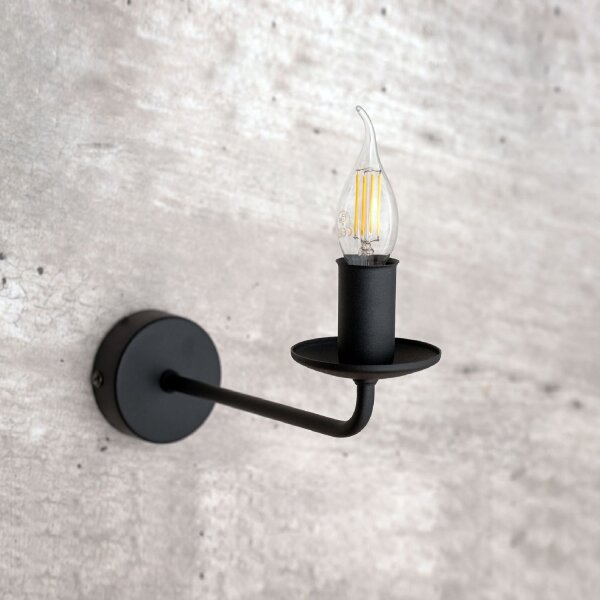 Wandlampe Rustikal Metall Schwarz für E27 dekorativ