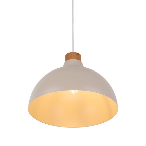 Hängelampe Metall Holz Ø 34 cm Retro Beige E27