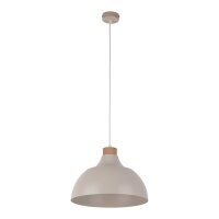 H&auml;ngelampe Metall Holz &Oslash; 34 cm Retro Beige E27