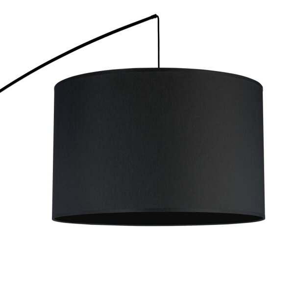 Bogenleuchte Schwarz Metall Stoff 245 cm hoch XXL E27
