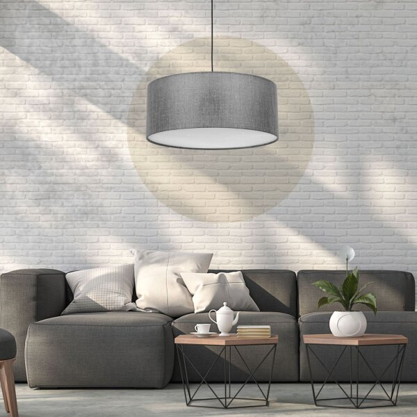 Hängelampe Stoff Grau Ø 50 cm rund blendarm Modern