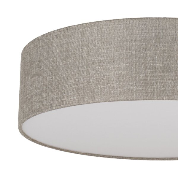 Deckenleuchte Stoffschirm rund Ø 60 cm flach Grau-Beige