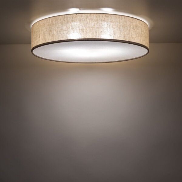 Deckenleuchte Stoffschirm rund Ø 60 cm flach Grau-Beige