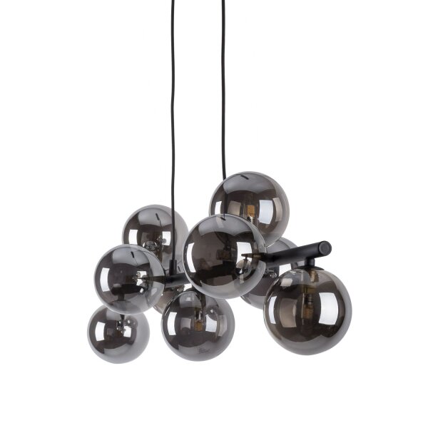 Hängeleuchte Glas Metall 116 cm breit Schwarz Graphit