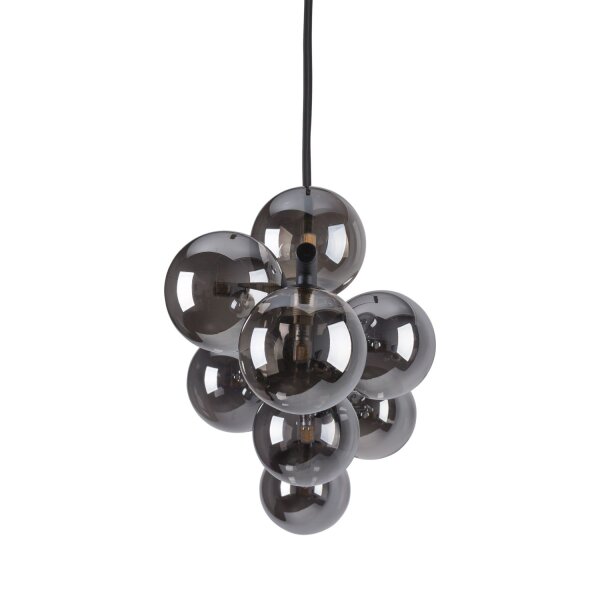 Hängeleuchte Glas Metall 116 cm breit Schwarz Graphit
