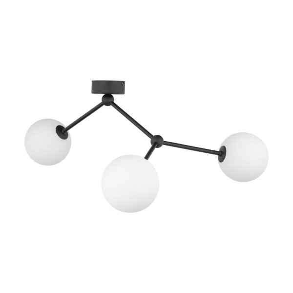 Deckenleuchte Schwarz Weiß Glas Metall 3-flammig Modern
