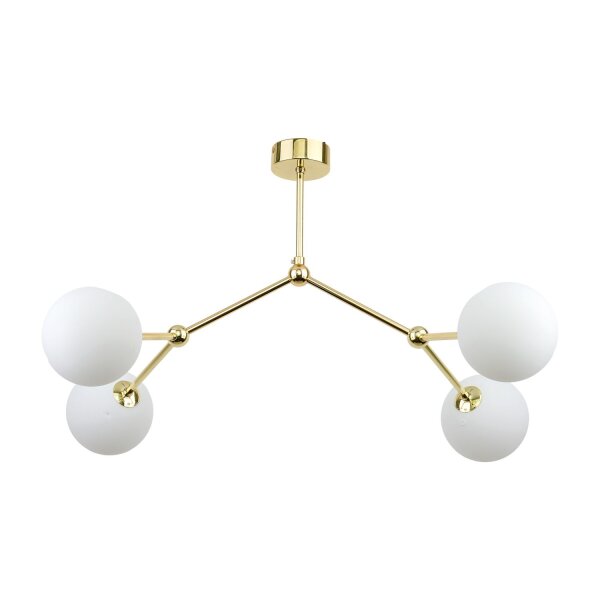 Deckenlampe Glas Metall 4-flammig in Gold Weiß VINZA
