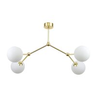 Deckenlampe Glas Metall 4-flammig in Gold Weiß VINZA