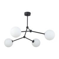Deckenlampe Kugelschirm Schwarz Weiß Metall Glas