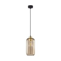 H&auml;ngelampe Glas Schirm &Oslash; 14 cm Braun Gold E27