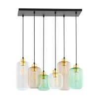 H&auml;ngelampe Glas Metall 6-flammig E27 Esszimmer