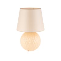 Nachttischlampe Glas Stoff 60 cm Klassisch E27 Ecru Beige