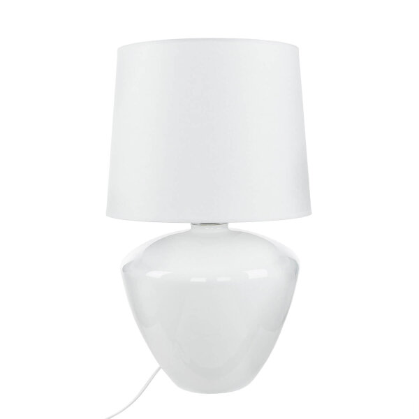 Tischlampe Weiß Silber groß 62 cm Stoff Glas E27