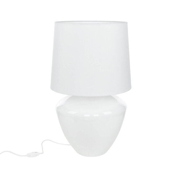 Tischlampe Weiß Silber groß 62 cm Stoff Glas E27
