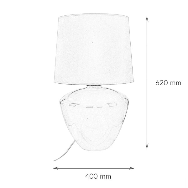 Tischlampe Weiß Silber groß 62 cm Stoff Glas E27