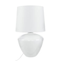 Tischlampe Weiß Silber groß 62 cm Stoff Glas E27