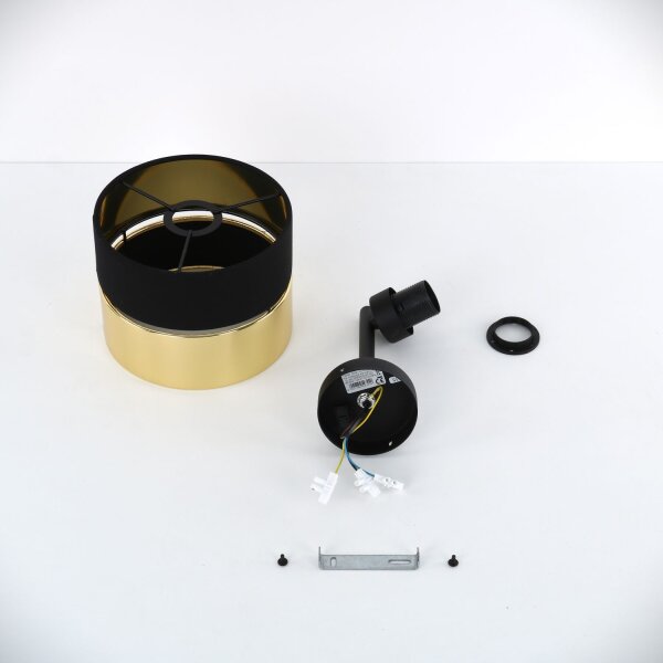 Wandleuchte mit Schalter Stoff Metall Schwarz Gold E27