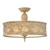 Deckenleuchte Wohnzimmer Vintage rund Metall Leinen