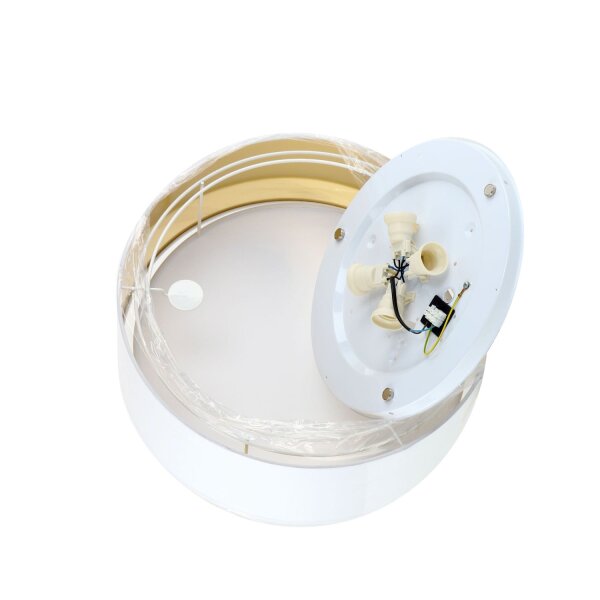 Deckenlampe rund Ø 45 cm Weiß Gold blendarm Stoffschirm