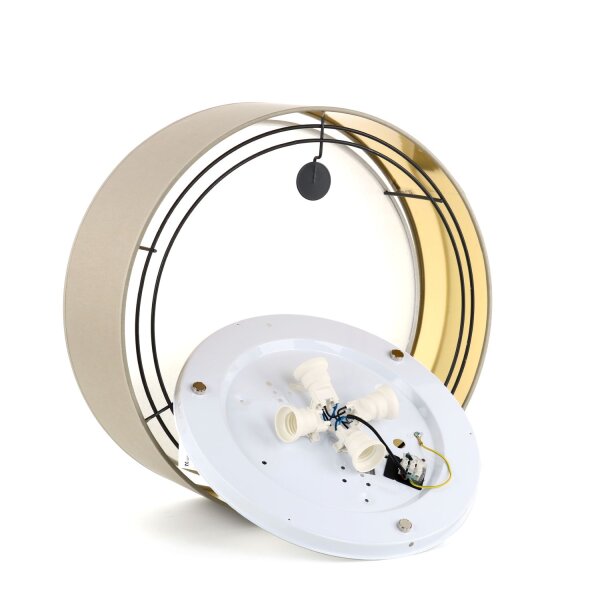 Deckenlampe Stoff rund Ø 45 cm Beige Gold blendarm