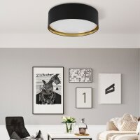 Deckenlampe Stoffschirm Schwarz Gold rund Ø 60 cm...