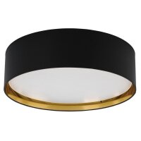 Deckenlampe Stoffschirm Schwarz Gold rund Ø 60 cm...