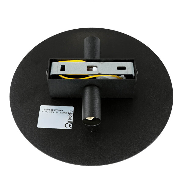 Wandlampe rund flach Ø 20 cm Modern Metall Schwarz