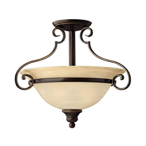 Deckenleuchte Glas Metall Bronze 2-flammig E27 Landhaus
