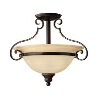 Deckenleuchte Glas Metall Bronze 2-flammig E27 Landhaus