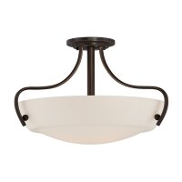 Deckenleuchte Bronze Glas Metall E27 3-flammig Ø46 cm