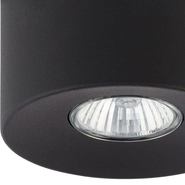 Deckenspot Metall Ø 11 cm rund klein flach GU10 Schwarz