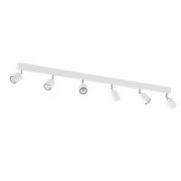 Gro&szlig;er Deckenstrahler Wei&szlig; Metall 6-flammig 127 cm lang