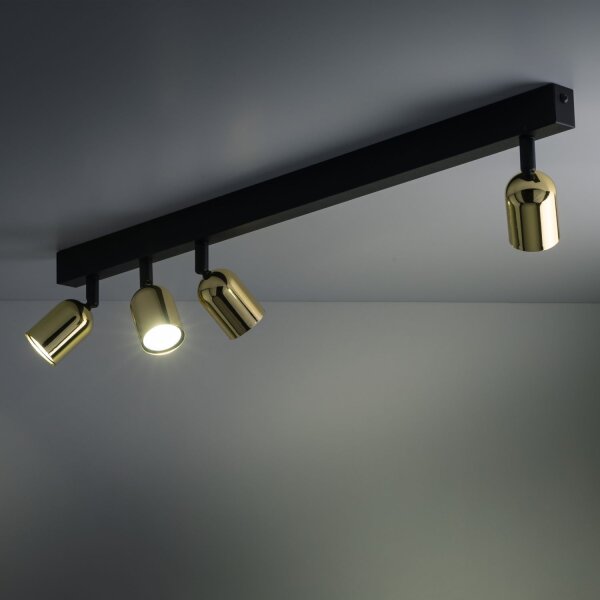 Deckenlampe verstellbar Metall 94 cm lang Schwarz Gold