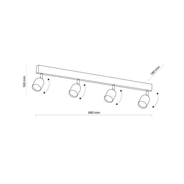 Deckenstrahler Wohnzimmer 84 cm lang Metall Schwarz Gold