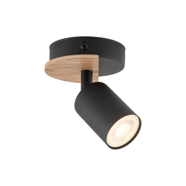 Spot Strahler Metall Holz schwenkbar Schwarz Natur GU10