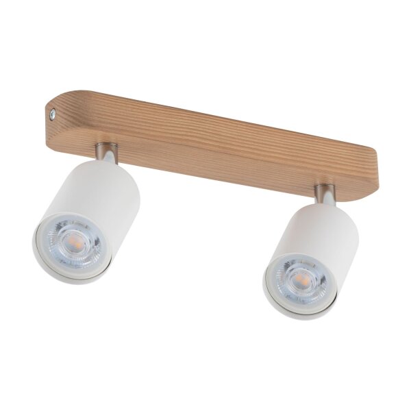 Deckenlampe Weiß Holz Metall länglich 35 cm GU10 LIDIA