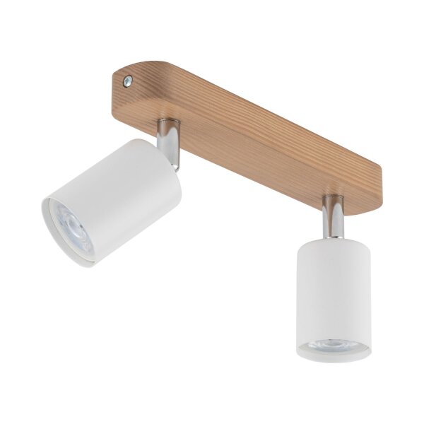 Deckenlampe Weiß Holz Metall länglich 35 cm GU10 LIDIA