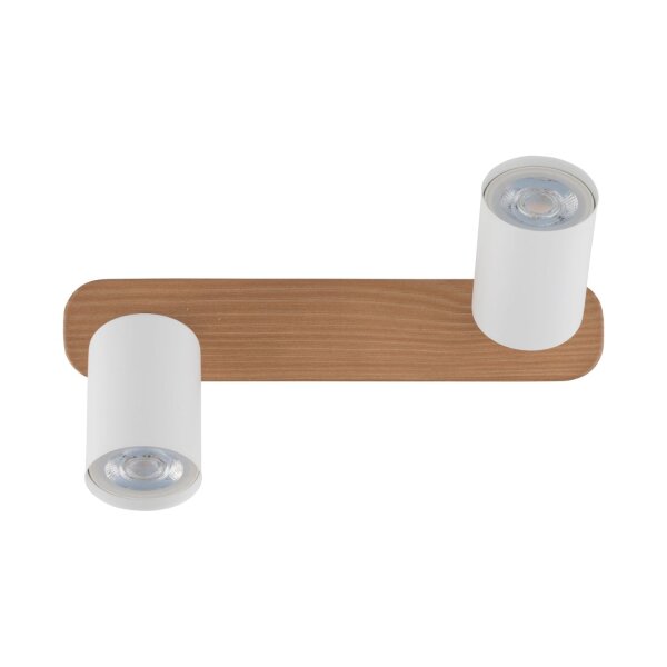 Deckenlampe Weiß Holz Metall länglich 35 cm GU10 LIDIA