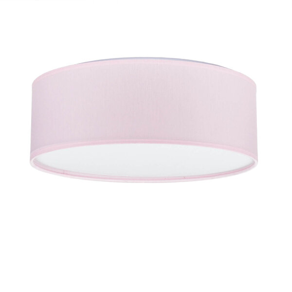 Kinderzimmerleuchte Rosa Ø 38 cm rund flach Stoffschirm
