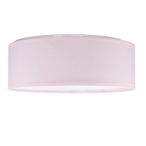 Kinderzimmerleuchte Rosa Ø 38 cm rund flach Stoffschirm
