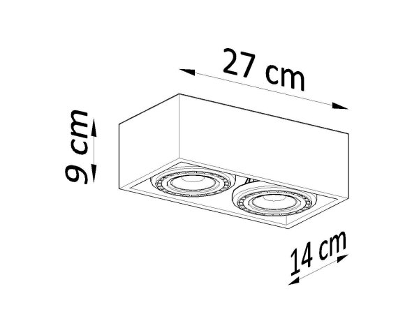 Deckenspot innen Beton 27 cm lang eckig 2-flammig GU10