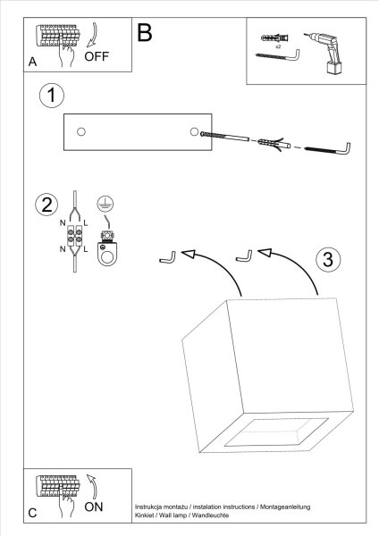 Betonlampe Wand eckig H: 12 cm klein Up Down indirekt