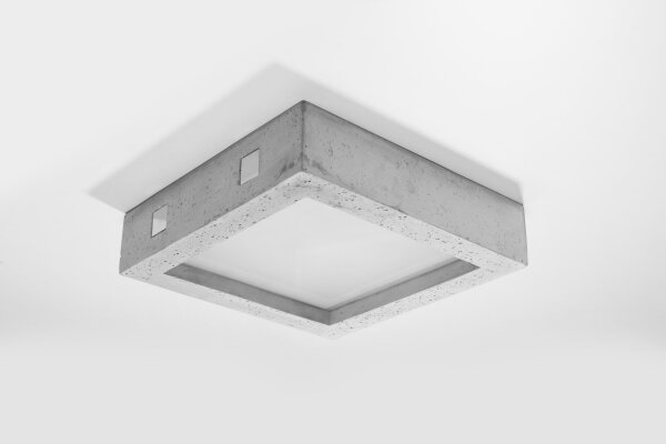 LED Deckenleuchte Beton eckig B: 33 cm flach blendarm