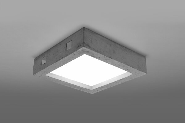 LED Deckenleuchte Beton eckig B: 33 cm flach blendarm